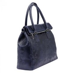Kožená tmavě modrá dámská kabelka do ruky Luka VERA PELLE E-batoh