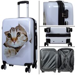 Cestovní kufry sada Cat white L,M,S MONOPOL E-batoh