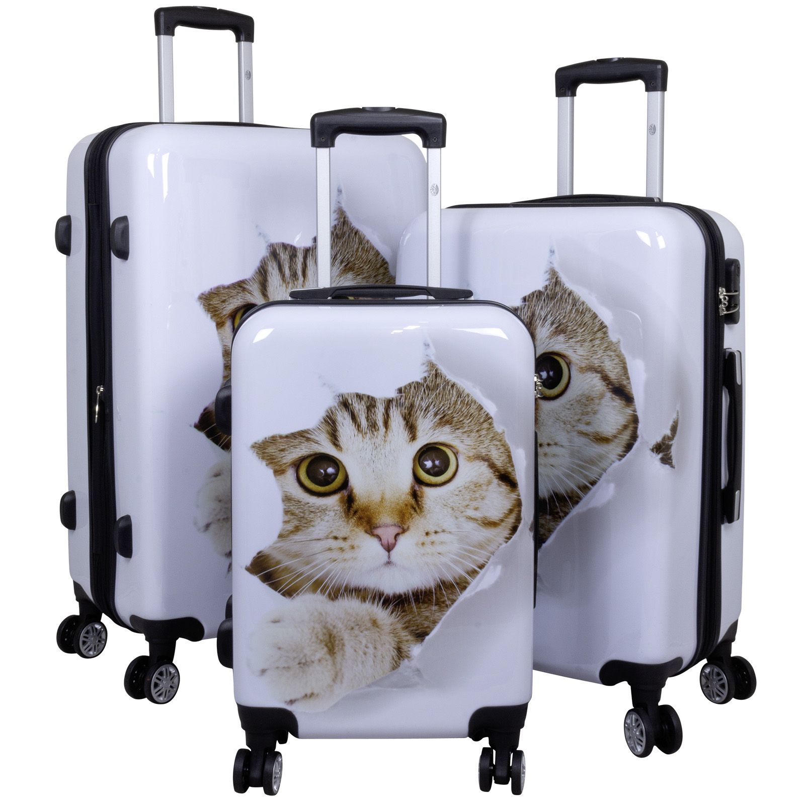 MONOPOL Cestovní kufry sada Cat white L,M,S