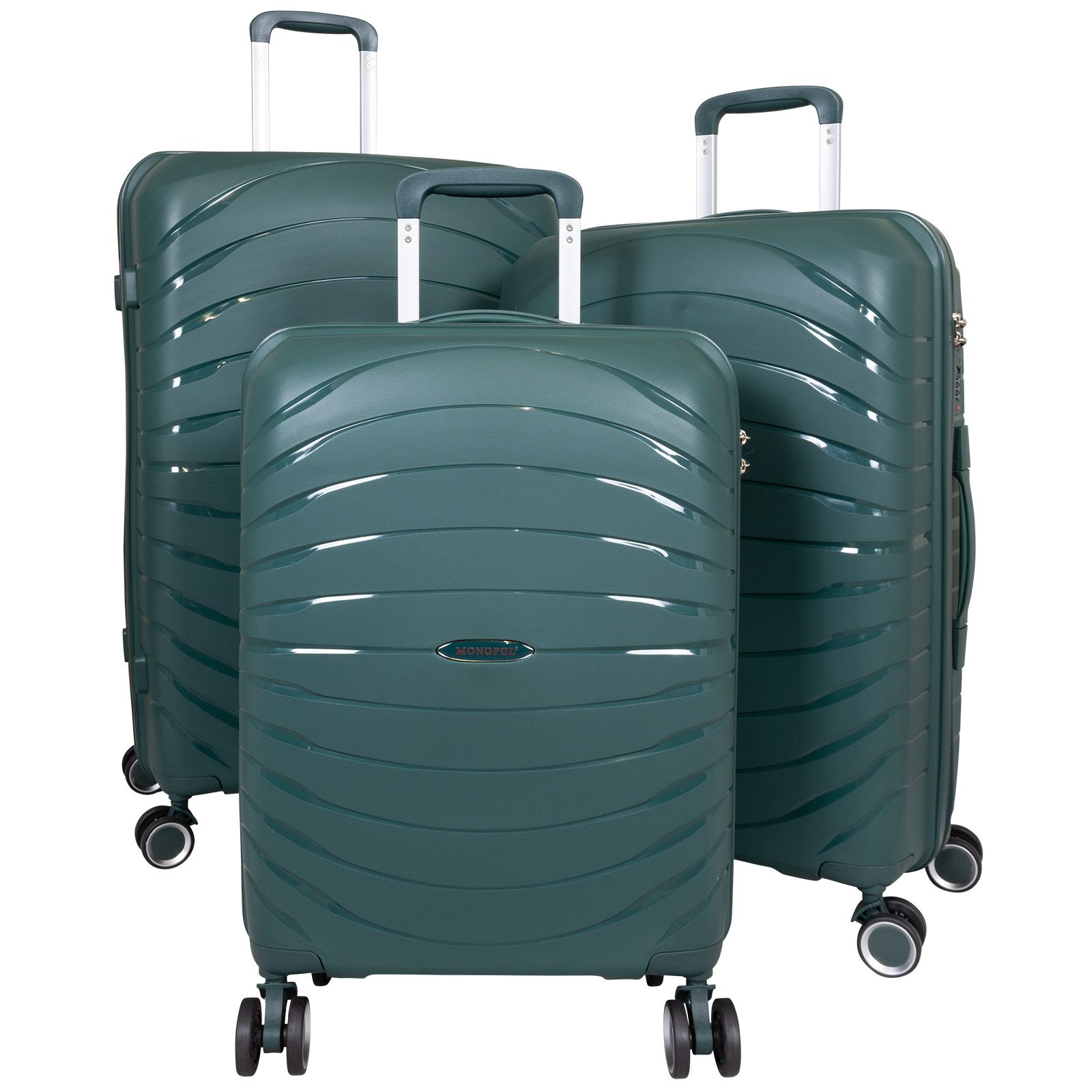 MONOPOL Cestovní kufry sada Denver green L,M,S TSA