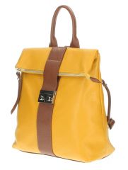 Kožený dámský módní batůžek Tiara hořčicová žlutá / hnědá Diva E-batoh
