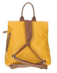 Kožený dámský módní batůžek Tiara hořčicová žlutá / hnědá Diva E-batoh