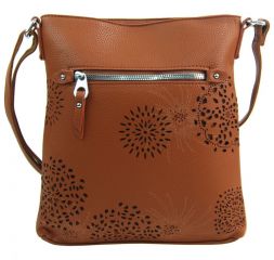 Crossbody dámská kabelka v květovaném designu hnědá 5432-BB