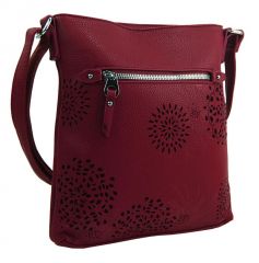 Crossbody dámská kabelka v květovaném designu tmavě červená 5432-BB BELLA BELLY E-batoh