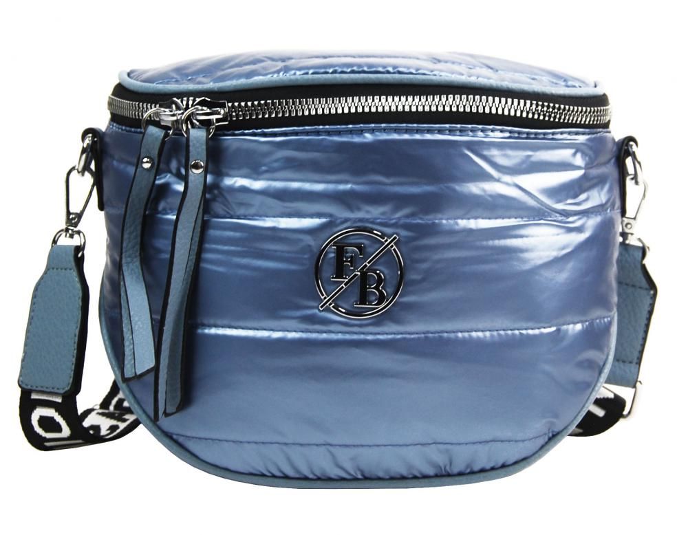 Fashion Bag Moderní dámská crossbody kabelka / ledvinka metalická světle modrá