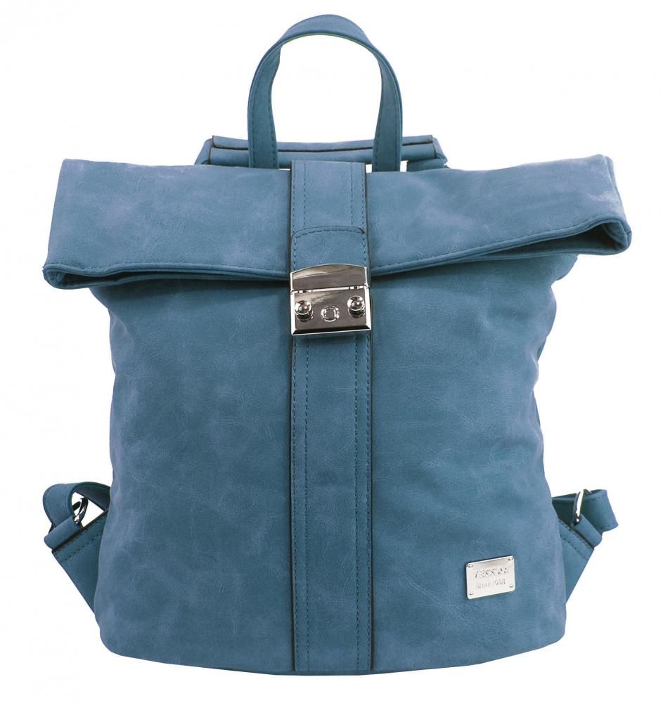 BELLA BELLY Dámský batoh / kabelka z broušené kůže denim modrá