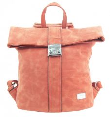 Dámský batoh / kabelka z broušené kůže lososá růžová BELLA BELLY E-batoh