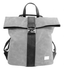 Dámský batoh / kabelka z broušené kůže světle šedá / černá