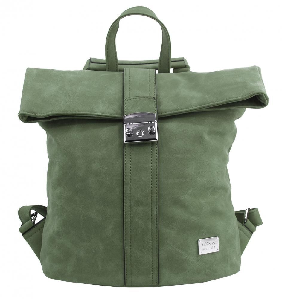 Dámský batoh / kabelka z broušené kůže zelená BELLA BELLY E-batoh