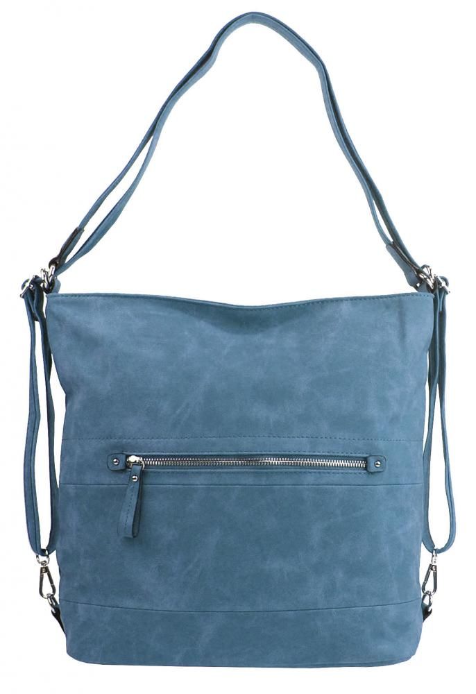 Velká dámská kabelka přes rameno / batoh denim modrá BELLA BELLY E-batoh