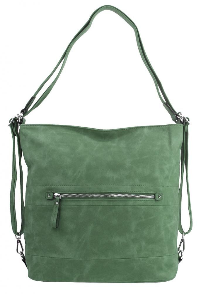 Velká dámská kabelka přes rameno / batoh zelená BELLA BELLY E-batoh