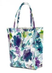 Kožená dámská velká kabelka s motivem květů zelená Patrizia Piu E-batoh