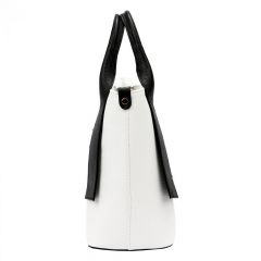 Kožená moderní bílo-černá dámská kabelka do ruky Gregorio E-batoh