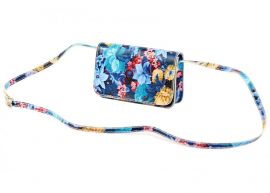 Kožená modrozelená dámská podélná crossbody kabelka v motivu květů VERA PELLE E-batoh
