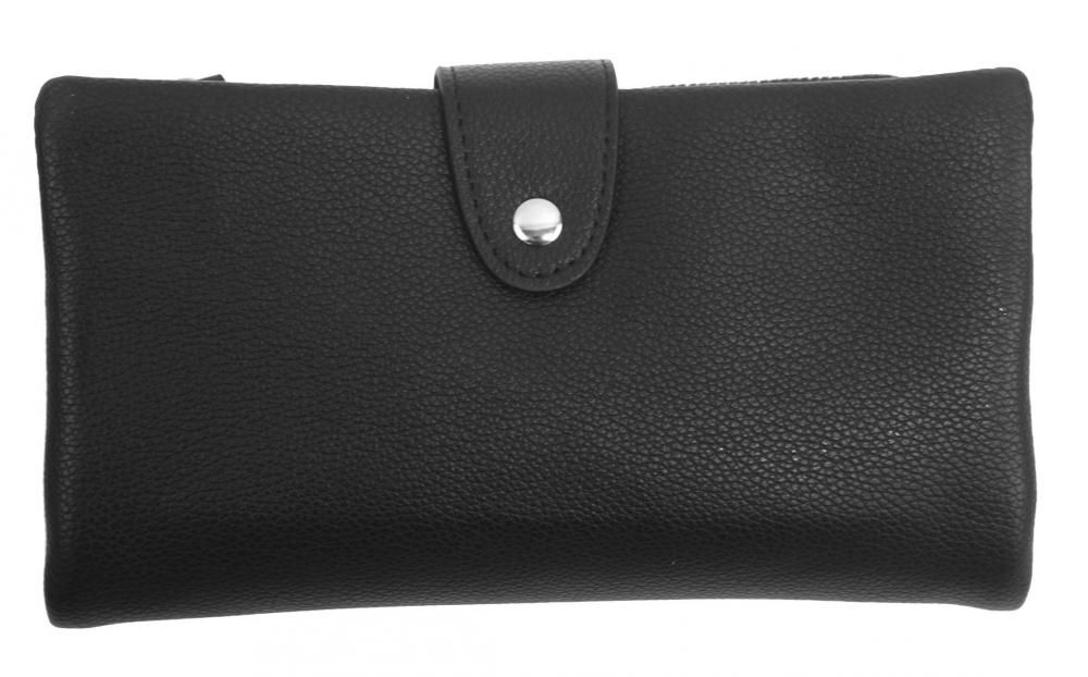 Prakticky prostorná rozložitelná černá dámská peněženka se stříbrnými doplňky Herisson E-batoh