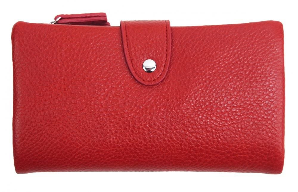 Prakticky prostorná rozložitelná červená dámská peněženka se stříbrnými doplňky Herisson E-batoh