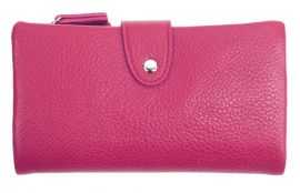 Prakticky prostorná rozložitelná fuchsiová růžová dámská peněženka se stříbrnými doplňky Herisson E-batoh