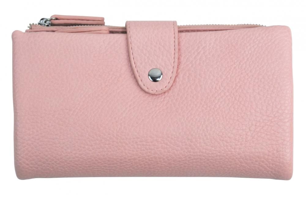 Prakticky prostorná rozložitelná růžová dámská peněženka se stříbrnými doplňky Herisson E-batoh