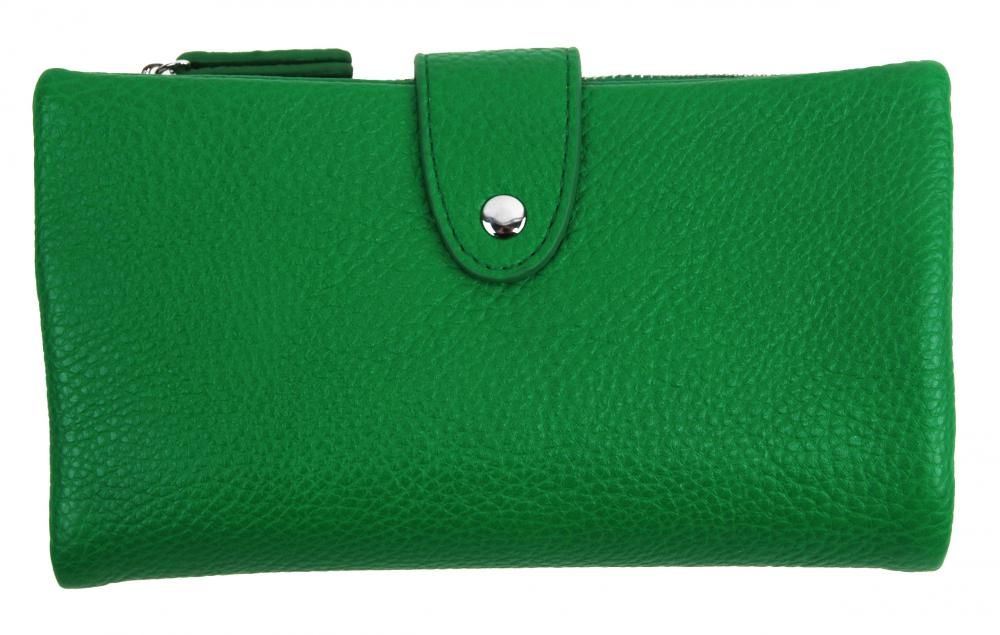 Prakticky prostorná rozložitelná zelená dámská peněženka se stříbrnými doplňky Herisson E-batoh