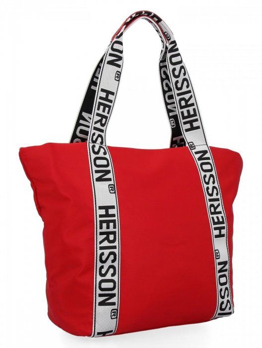 Velká dámská nylonová shopper kabelka přes rameno červená Herisson E-batoh
