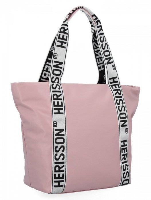 Velká dámská nylonová shopper kabelka přes rameno světlá starorůžová Herisson E-batoh