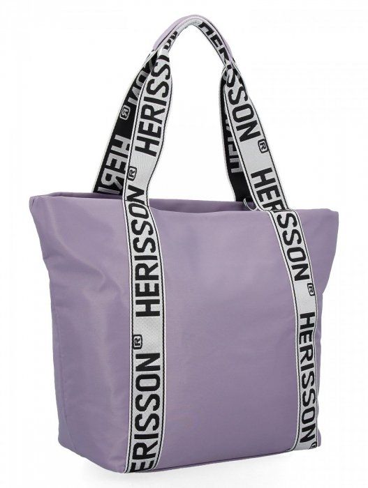 Velká dámská nylonová shopper kabelka přes rameno světlá fialová Herisson E-batoh