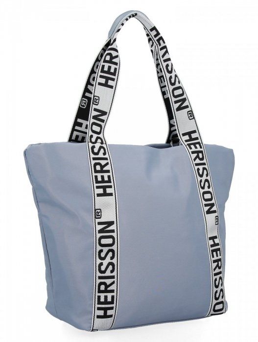 Herisson Velká dámská nylonová shopper kabelka přes rameno světlá modrá
