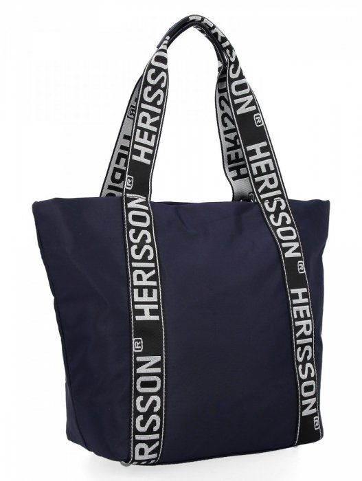 Velká dámská nylonová shopper kabelka přes rameno tmavě modrá Herisson E-batoh