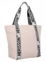 Velká dámská nylonová shopper kabelka přes rameno béžová Herisson E-batoh