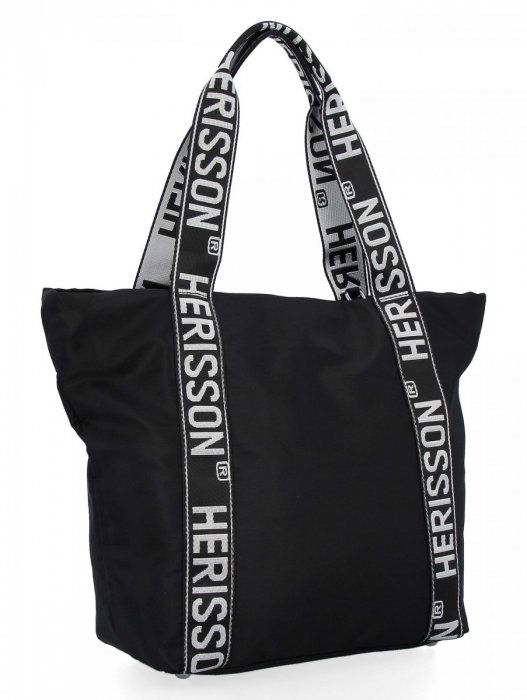 Velká dámská nylonová shopper kabelka přes rameno černá Herisson E-batoh