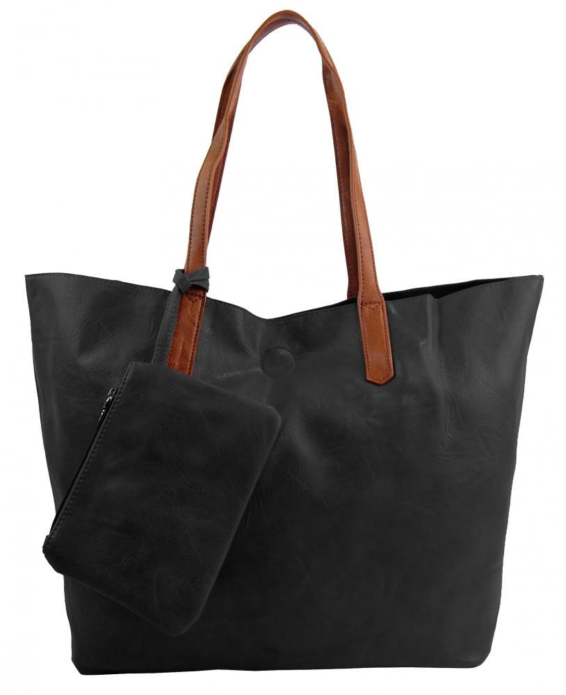 INT. COMPANY Velká černá shopper dámská taška s crossbody uvnitř
