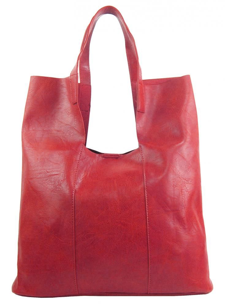 Velká červená shopper dámská kabelka s crossbody uvnitř INT. COMPANY E-batoh