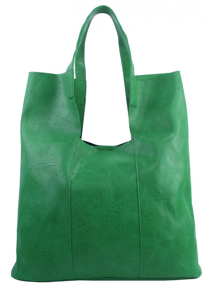 Velká zelená shopper dámská kabelka s crossbody uvnitř INT. COMPANY E-batoh