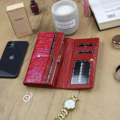 Gregorio Kožená červená dámská peněženka E-batoh
