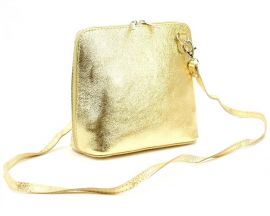 Kožená malá dámská crossbody kabelka metalická zlatá Diva E-batoh