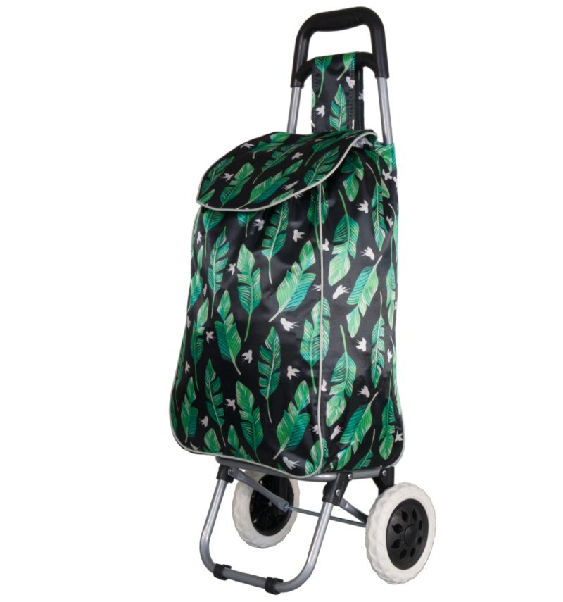 Nákupní taška na kolečkách METRO ST-01F - černá/zelený list