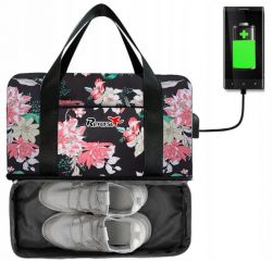 Příruční zavazadlo pro RYANAIR 2069 40x25x20 BLACK FLOWERS USB
